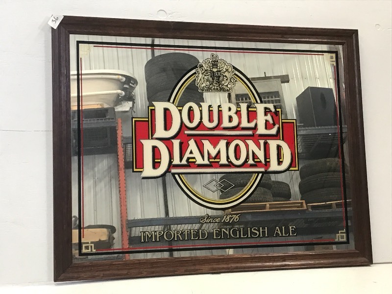 lot 36 image: Double Diamond Ale Mirrored Sign, 3...