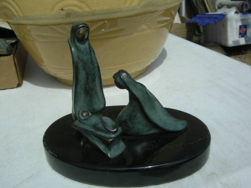 lot 21 image: Weber BronzeBrass Nativity Sculpture - Marble Base