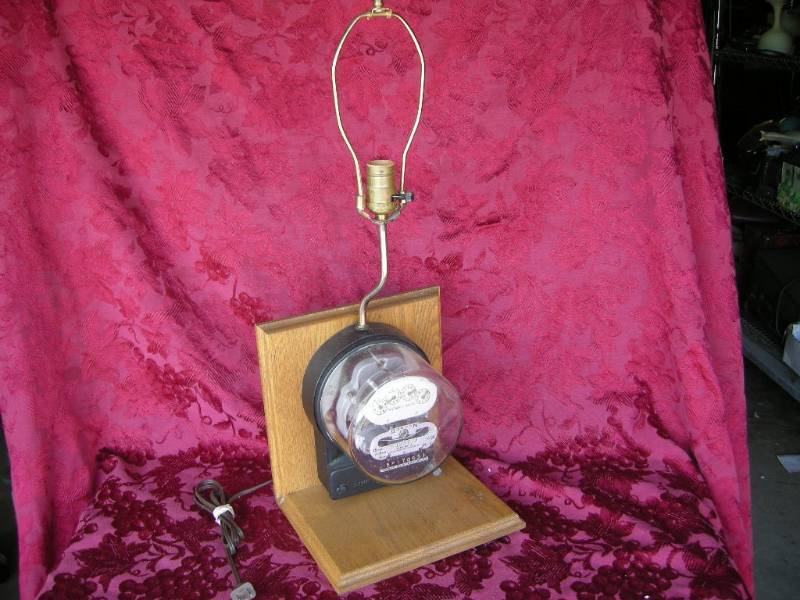 lot 36 image: Vintage Steampunk Type Electric Meter Lamp
