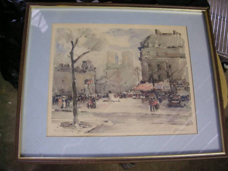 lot 194 image: Vintage Paris Street Scene Watercolor - Signed Wagner