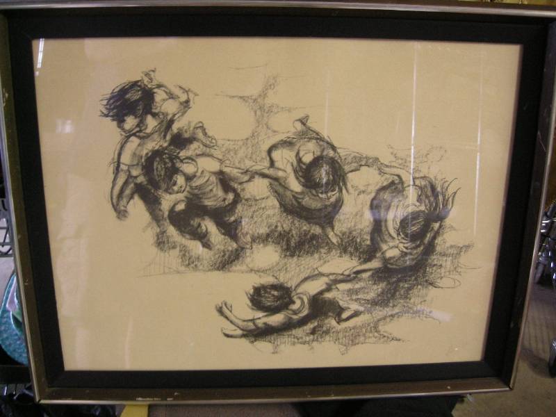 lot 198 image: Vintage Signed Charcoal