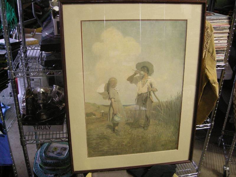 lot 204 image: Vintage Mowing Print by N.C. Wyeth