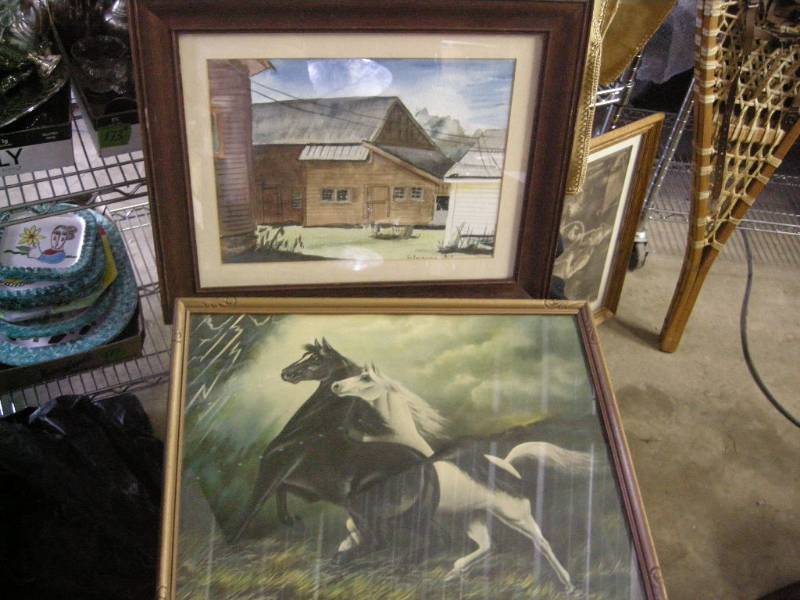 lot 210 image: Vintage Watercolor and Horse Print
