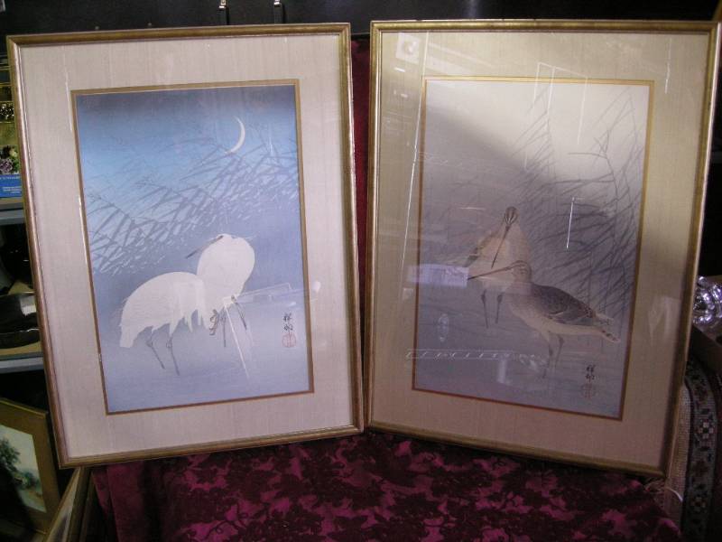 lot 212 image: 2 Vintage Oriental Bird Prints