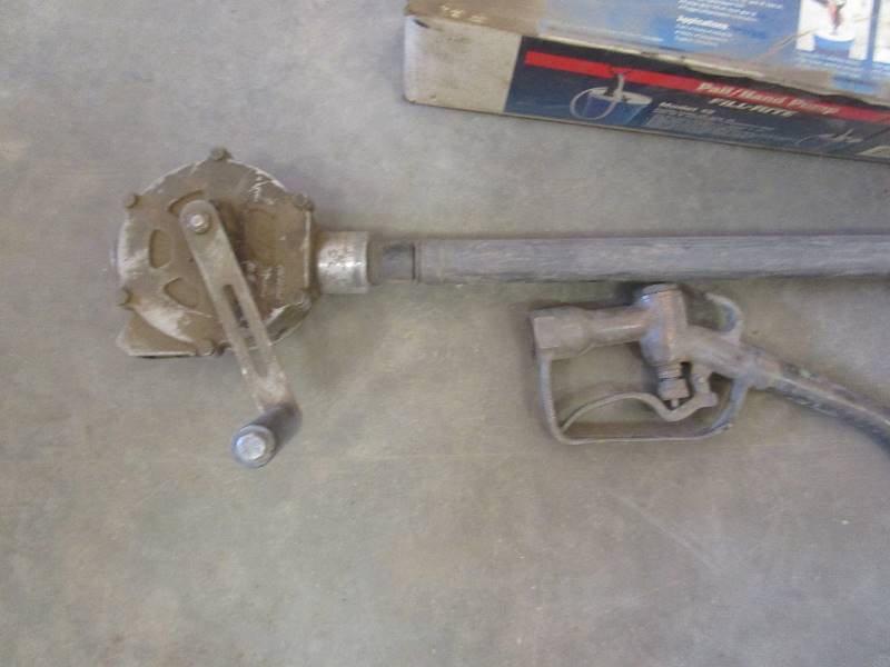 lot 48 image: Barrel Pump, Bucket Pump, Jacks, Fuel Nozzle