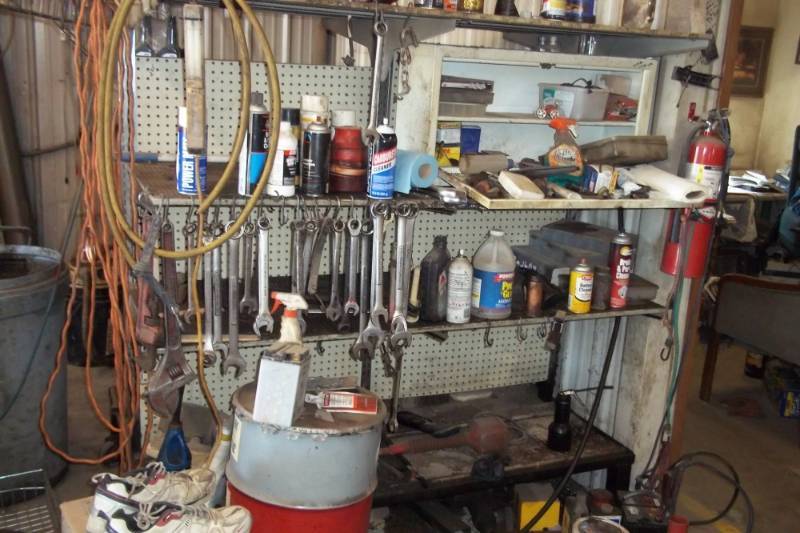 lot 63 image: Metal Shelving with pegboard