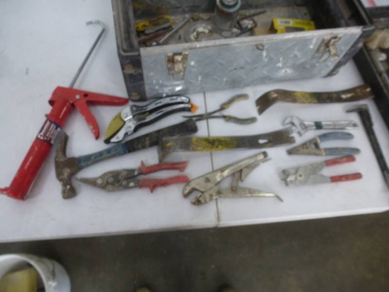 lot 64 image: Black Tool Box with tools