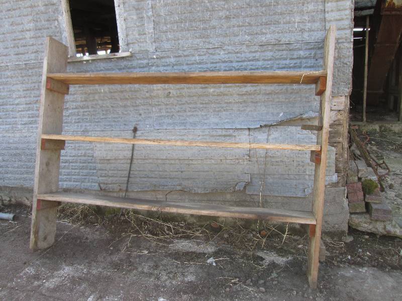 lot 57 image: 3 shelf wood shelf 7.5 x 6 x 12 ...