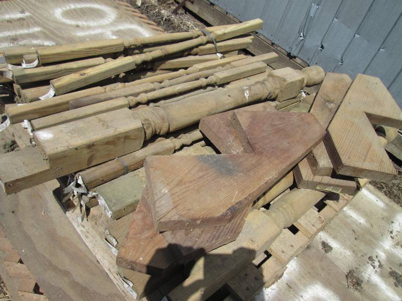 lot 100 image: pallet of wood spindles...