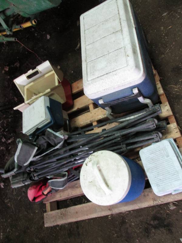 lot 141 image: coolers and lawn chairs...