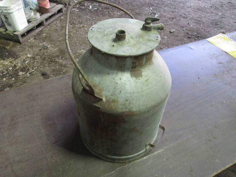 lot 148 image: vintage milk can with cover...