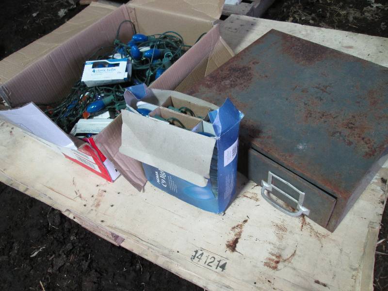 lot 163 image: blue Christmas lights and metal fil...