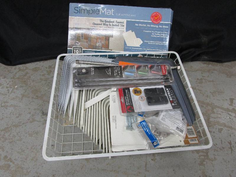 lot 128 image: Metal Baskets, Shelbing Brackets, LED Light Bars, Mitered Bolt Kits and More