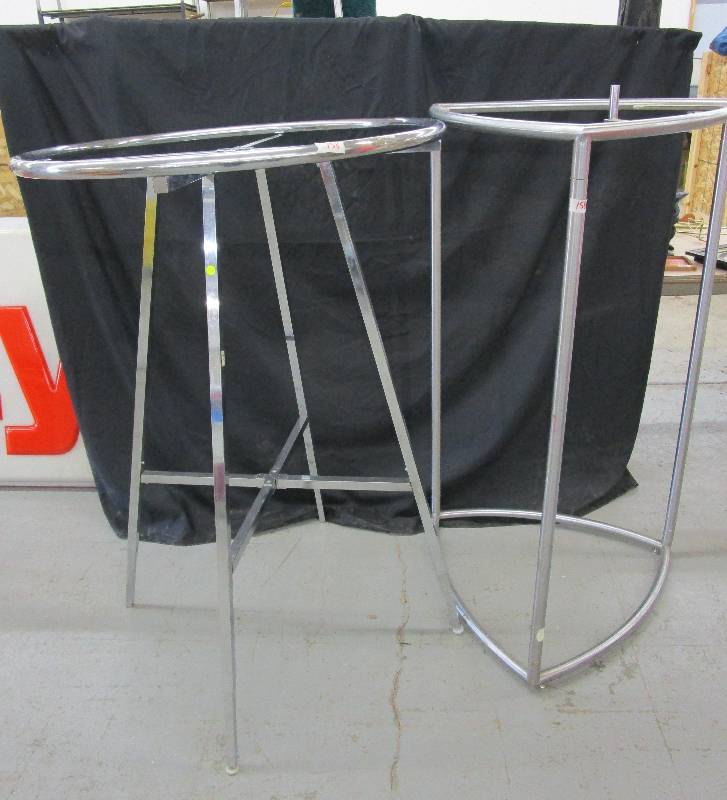 lot 158 image: 2- Coat Racks one Round54 H  one Tri-oval and 54