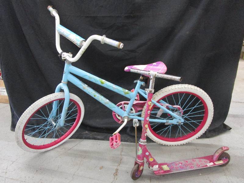 lot 160 image: Girls Huffy Bike and Scooter, tires Hold Air