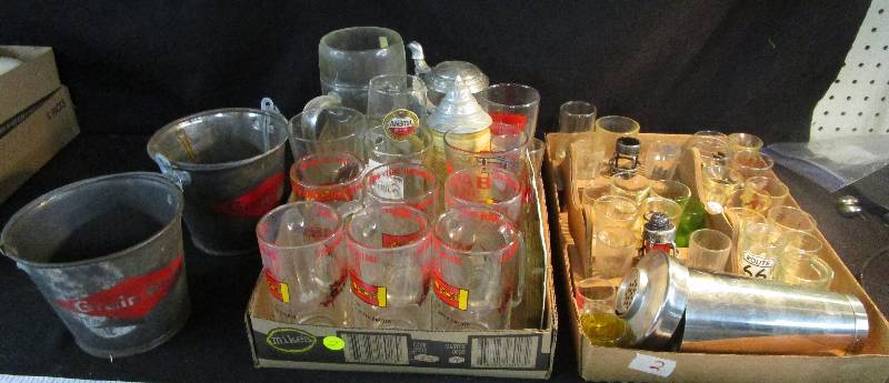 lot 2 image: Beer glasses and shot glasses