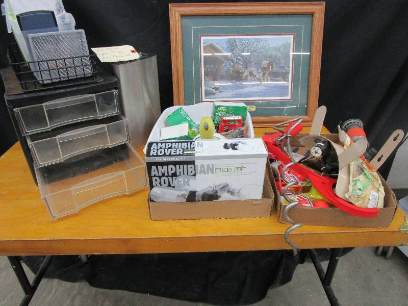 lot 98 image: Picture, Organizer, Misc Fishing, Hose Hook, and Anphibian Rover