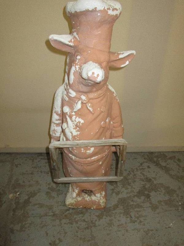 lot 115 image: Cement Pig Deco Holding Sign 25 tall