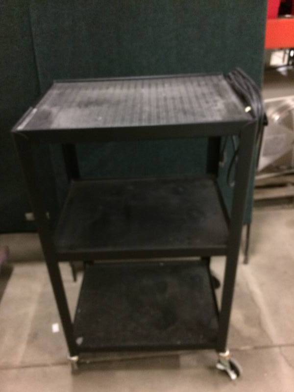 lot 10 image: Heavy Duty Plastic Rolling 3 Level Cart - Needs Clean Up But Very Sturdy