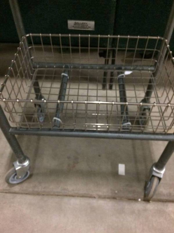 lot 15 image: Stainless Steel Cart With Wire Basket