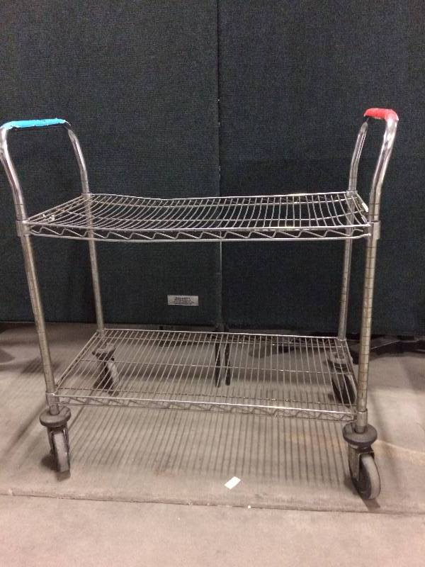 lot 17 image: Two Tier Wire Trolley Cart