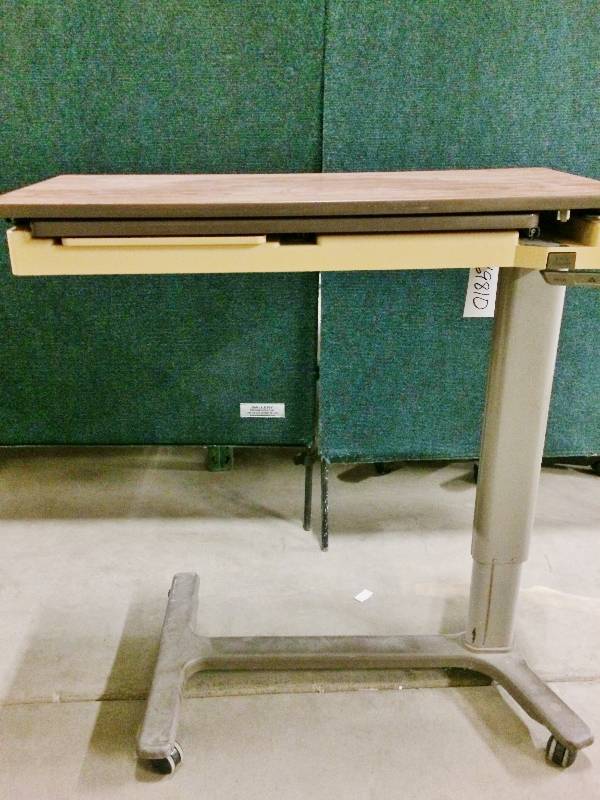 Mobile Height Adjustible Great For Home Office Laptop Computer Use or Overbed Workstation Wood Grain Tray Table With Vanity Mirror On Both Sides - Nice Condition Just Needs A Little Dusting Off