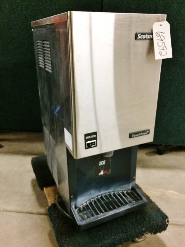 lot 25 image: WOWOW Retails New $4500&nbspScotsman NSF Touch Free Counter Top Stainless Steel Food Service Ice Maker & Water Dispenser Machine - See Youtube Excellent Working Condition