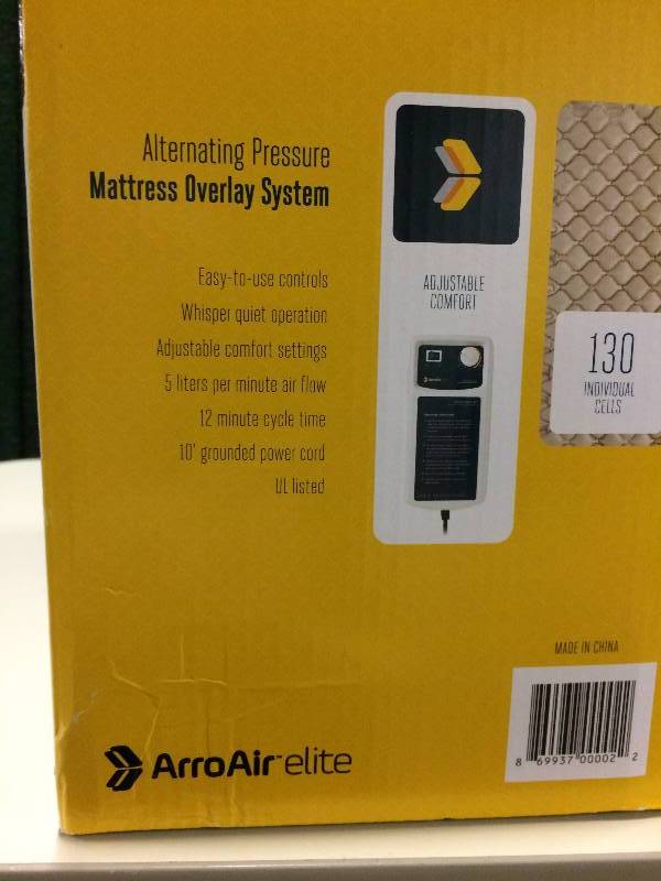 lot 37 image: ArroAir Elite Alternating Pressure Mattress Overlay System - Helps Prevent Loved Ones Bed Sores - Appears New In Box