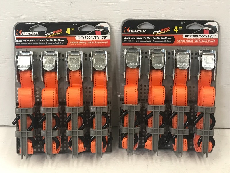 (2) New 4-Packs Of Keeper 10ft Cam-...