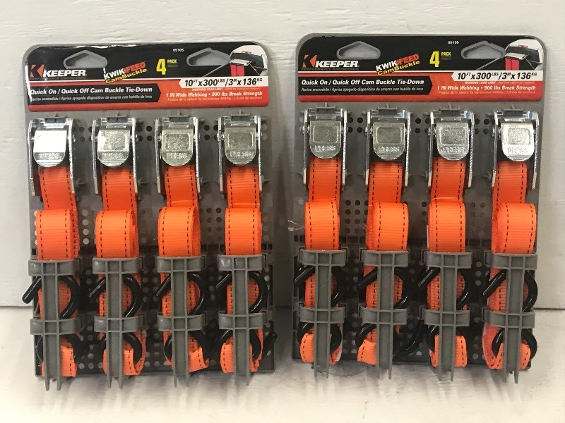 (2) New 4-Packs Of Keeper 10ft Cam-...