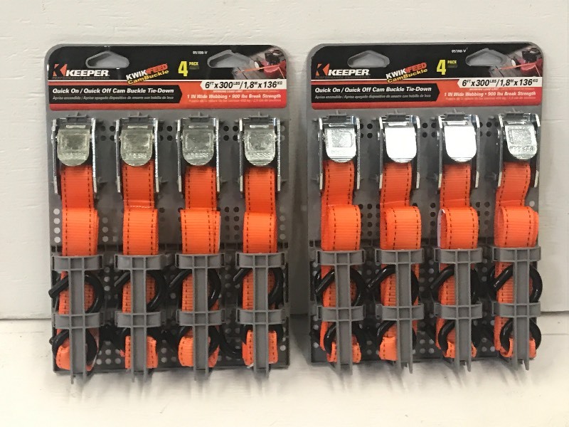 (2) New 4-Packs Of Keeper 6ft Cam-B...