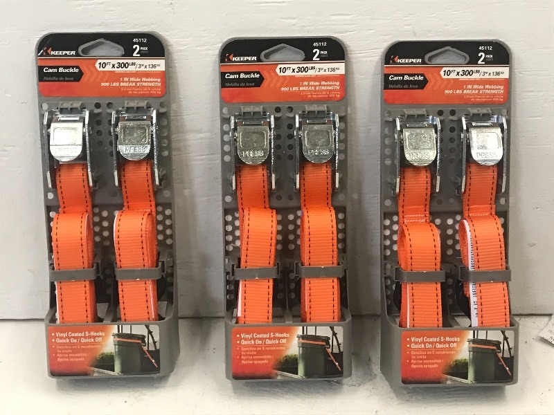 (3) New 2-Packs Of Keeper 10ft Cam-...