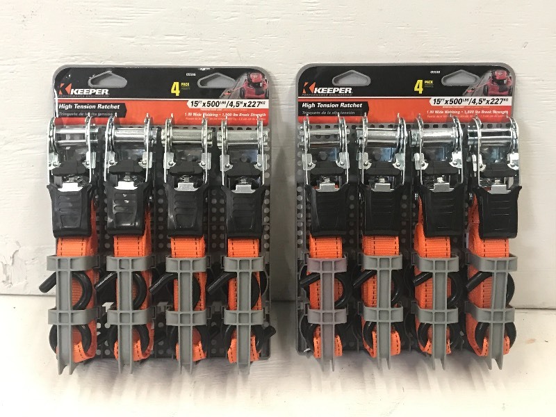 (2) New Keeper 4-Packs Of 15ft Ratc...