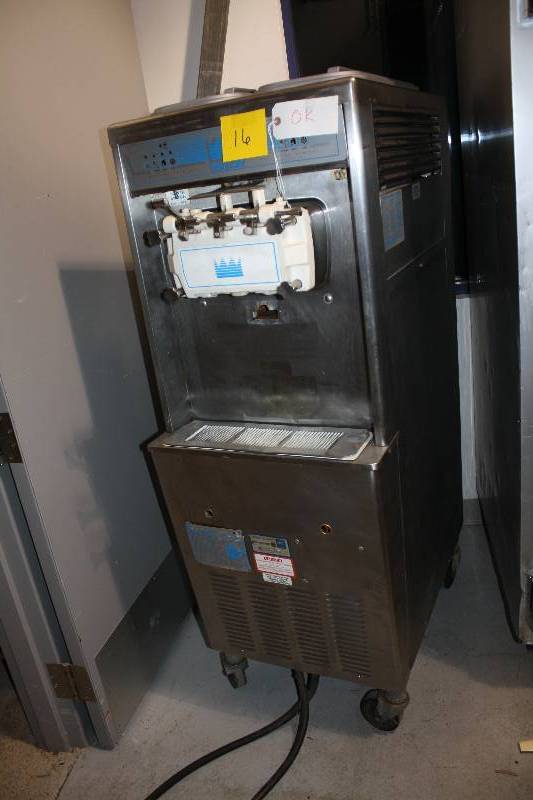 Taylor, Mod #794-33, 3 spigot soft serve machine, NSF, water cooled, SN J3055093, caster mounted, 208-230 volts, 20 amps, 3 ph, 20x33x59H