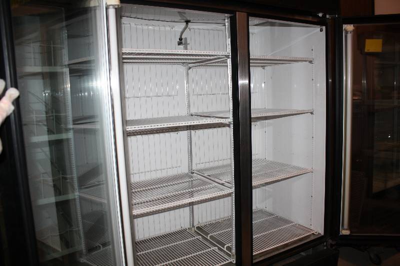 True, Mod #GDM-49F, two glass door commercial freezer, NSF, 208 volts Black- Runs Freezes