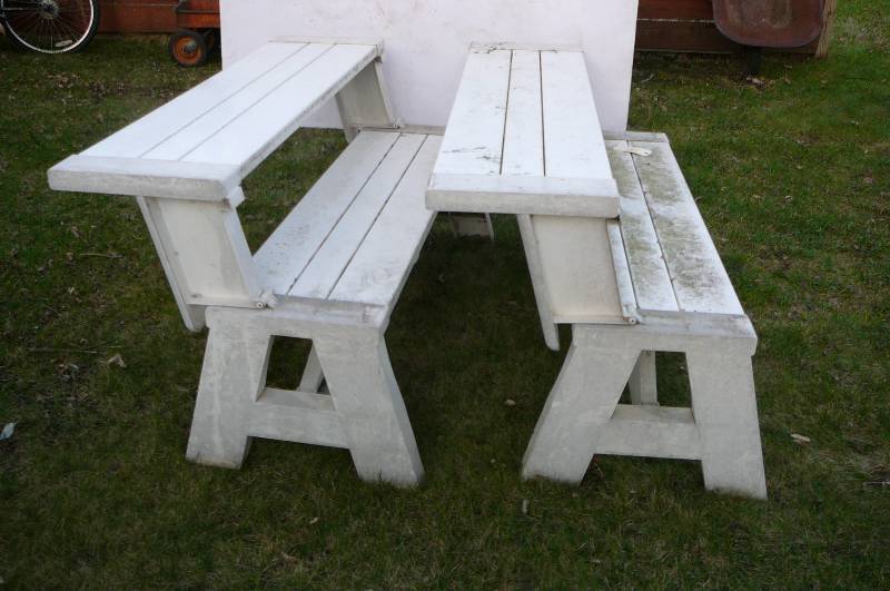 lot 795 image: Pic table folding table & bench needs clean up
