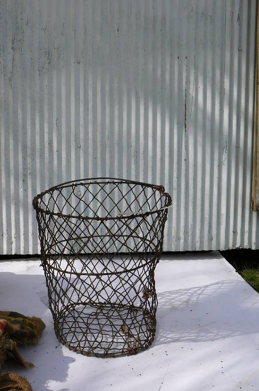 lot 718 image: Antique Potato basket with Gunny sacks