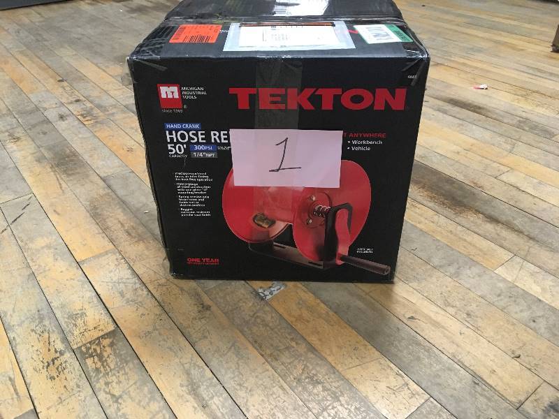 Tekton 50 ft. Hand Crank Air Hose Reel open box not used