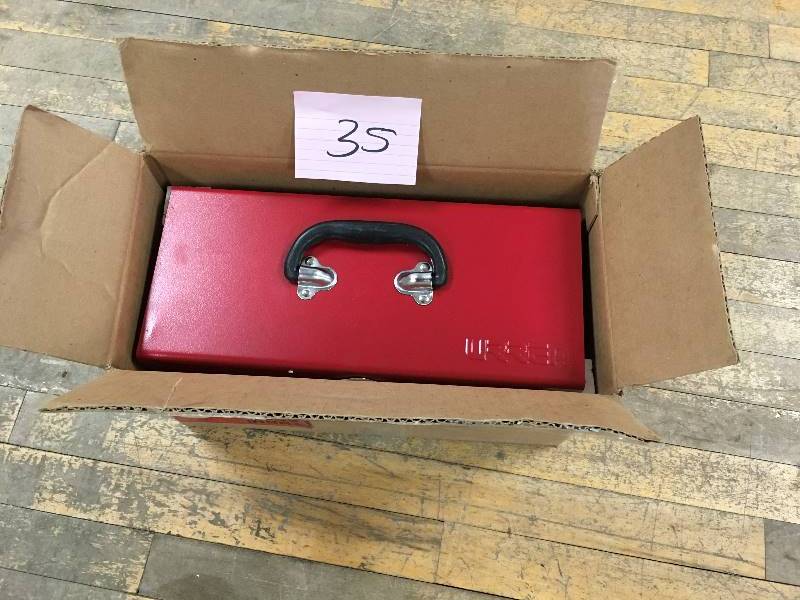 URRA Heavy Duty Metal Tool Box-14in. X 6in. X 6in. Red open box not used