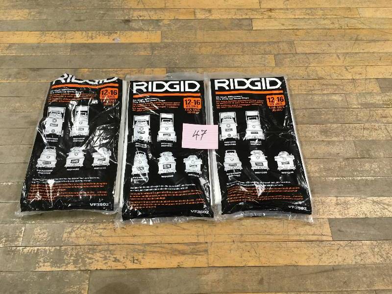 Ridgid High-Efficiency Dust Bags for 12 gal. to 16 gal. Ridgid Wet Dry Vacs (2-Pack) Lot of 3 new