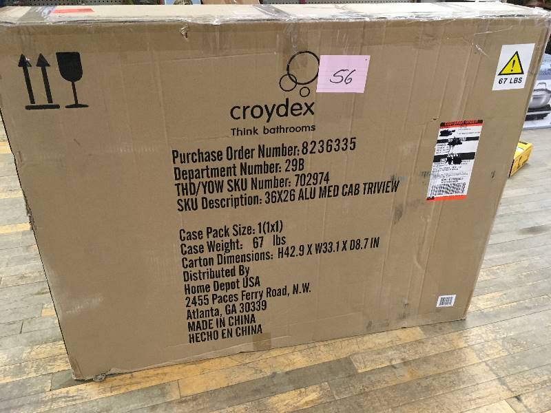 Croydex 36 in. xW x 26 in. H x 5-14 in. D Frameless Aluminum Recessed or Surface-Mount Medicine Cabinet