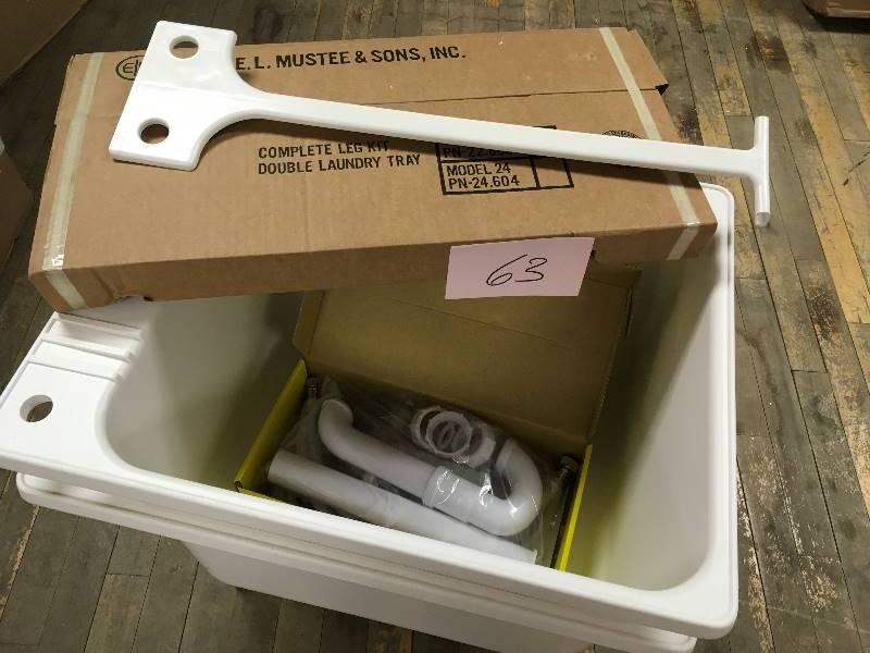 Mustee 36 in. x 34 in. Plastic Laundry Tub open box not used