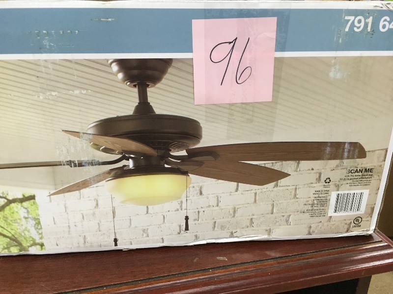 Hampton Bay Gazebo II 52 in. IndoorOutdoor  Natural Iron Ceiling Fanwith Light Kit open box not used