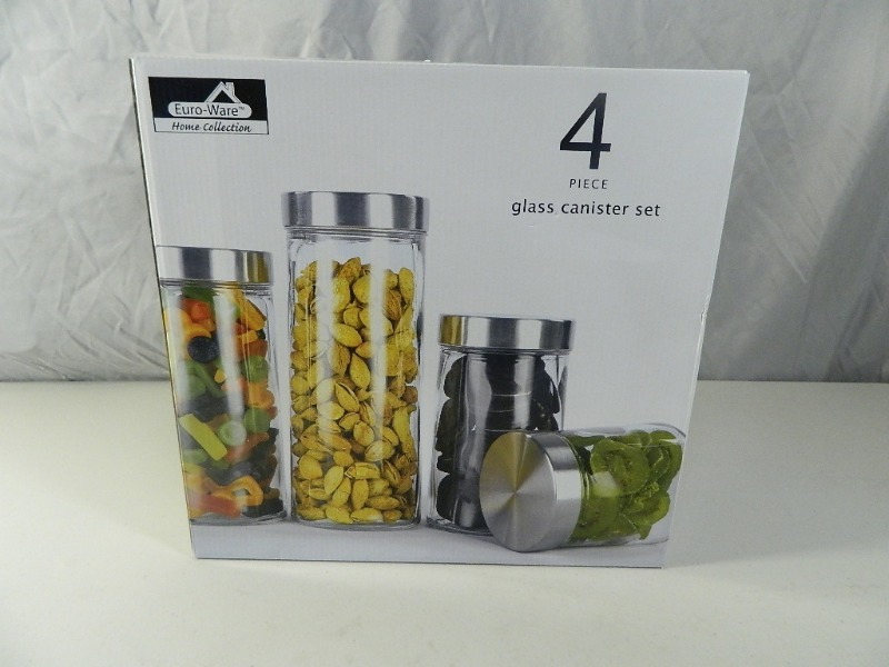 lot 38 image: New 4 Pc Glass Canister Set