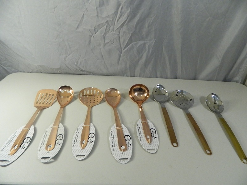 lot 62 image: 8 New Stainless Steel Kitchen Utensils