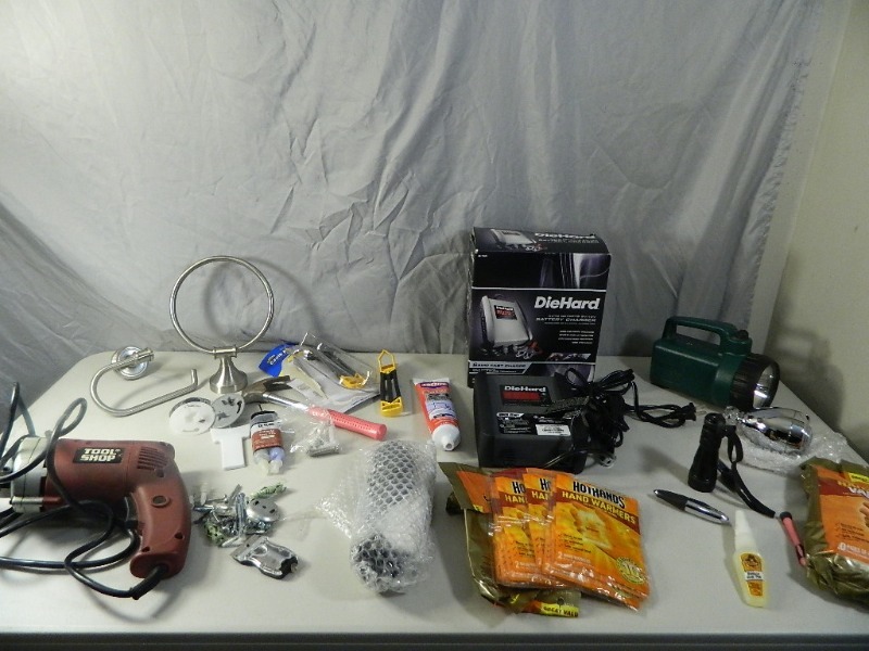 lot 108 image: Battery Charger, Tools, Hardware, More