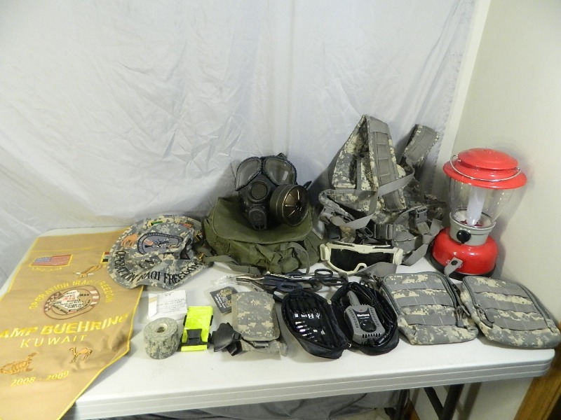 lot 124 image: Vest, Gas Mask, Military Supplies