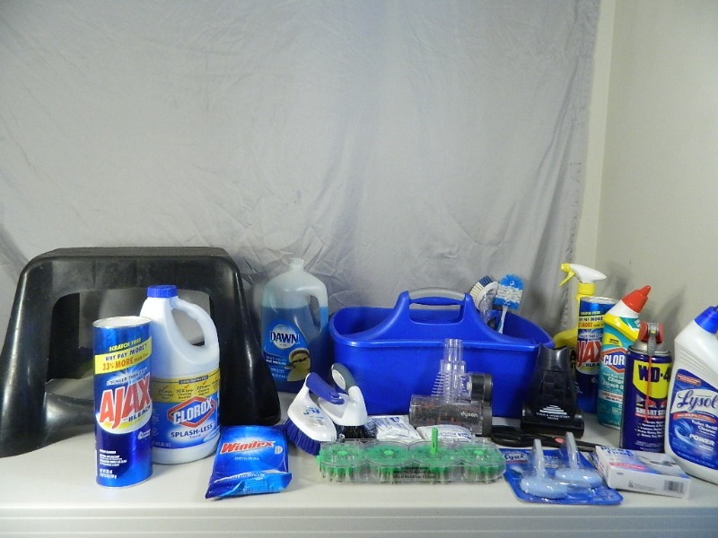 lot 153 image: Step Stool, Cleaning Supplies, More