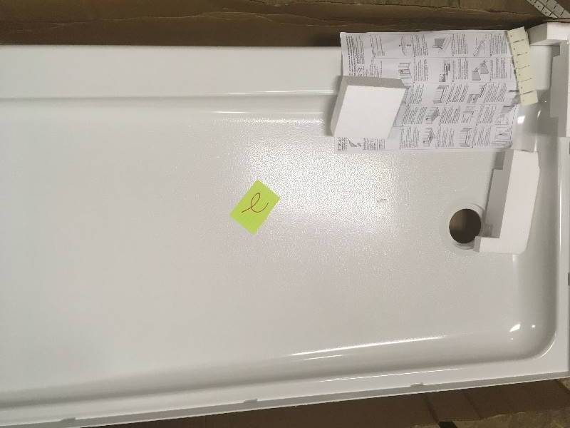 lot 2 image: Sterling 60 in. x 30 in. Single threshold Shower Base with Left-Hand Drain in White  open box not used