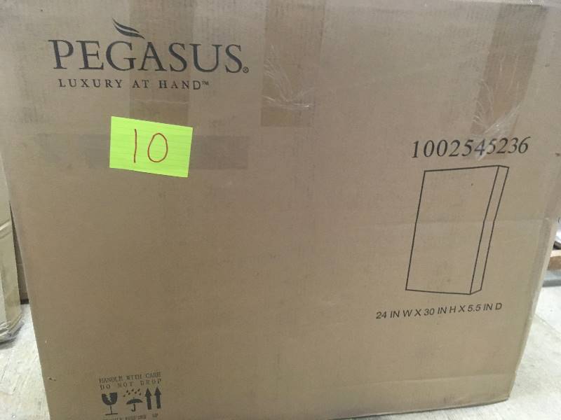 lot 10 image: Pegasus 24in. W x 30 in. H x 5-12 in. D Framed Recessed or Surface-Mount Bathroom Medicine Cabinet in Oil Rubbed Bronze  open box not used